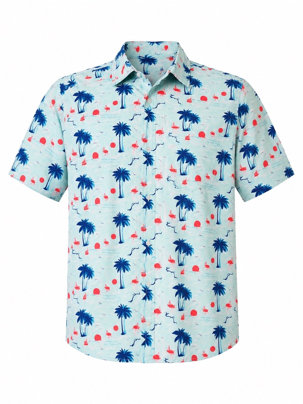 Size L Mr Swim Men’s Flamingo Hawaiian Shirt Tropical Button Up Beach Party Fun